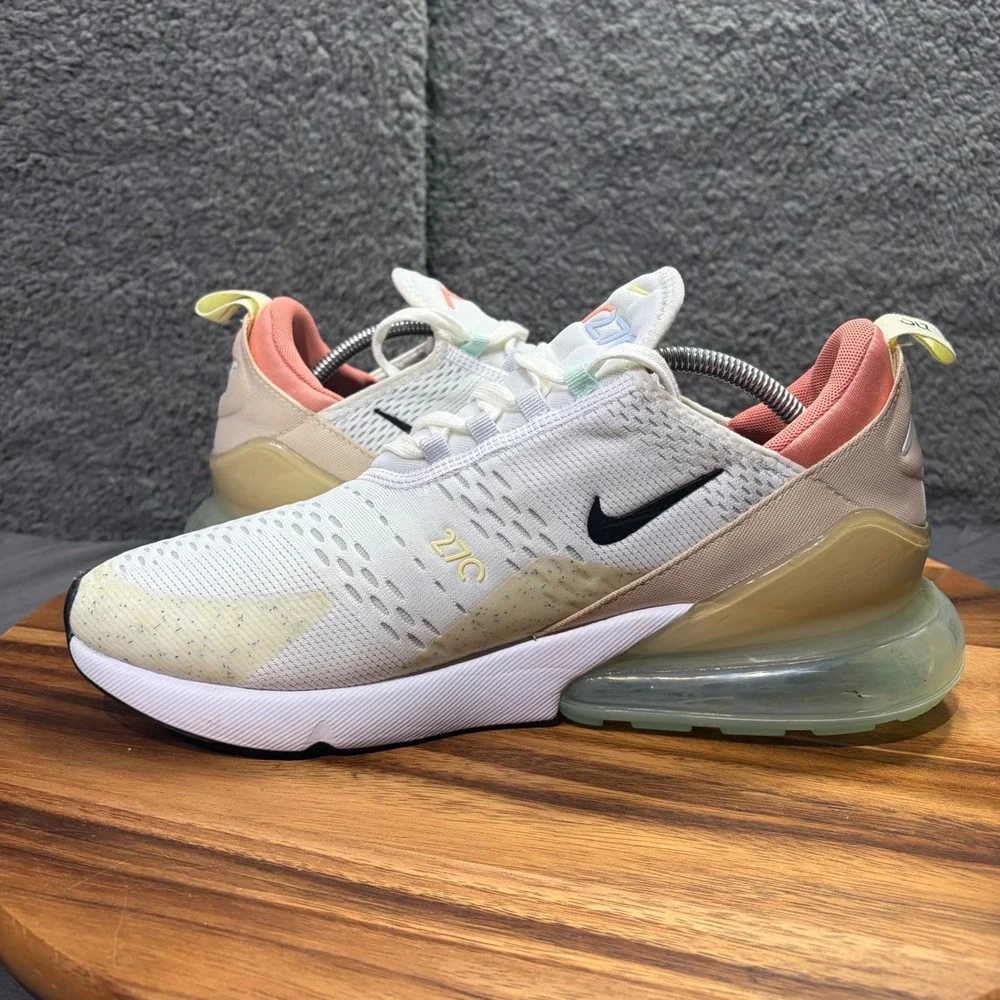 Nike‎ Air Max 270 Mens 11.5 White Sea Glass Arctic Orange DQ7642-100 Sneakers
